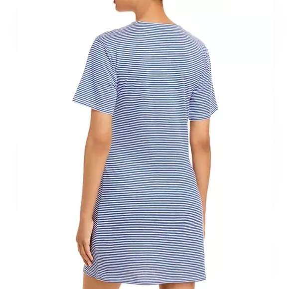Theory dress Front Twist Blue Multi Striped Short Sleeve T-Shirt nautical Large - Picture 3 of 7